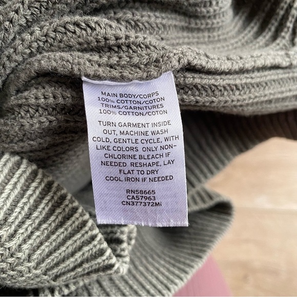 Caslon sweater keyhole back neck tie 100% cotton rib knit pullover - Picture 5 of 6